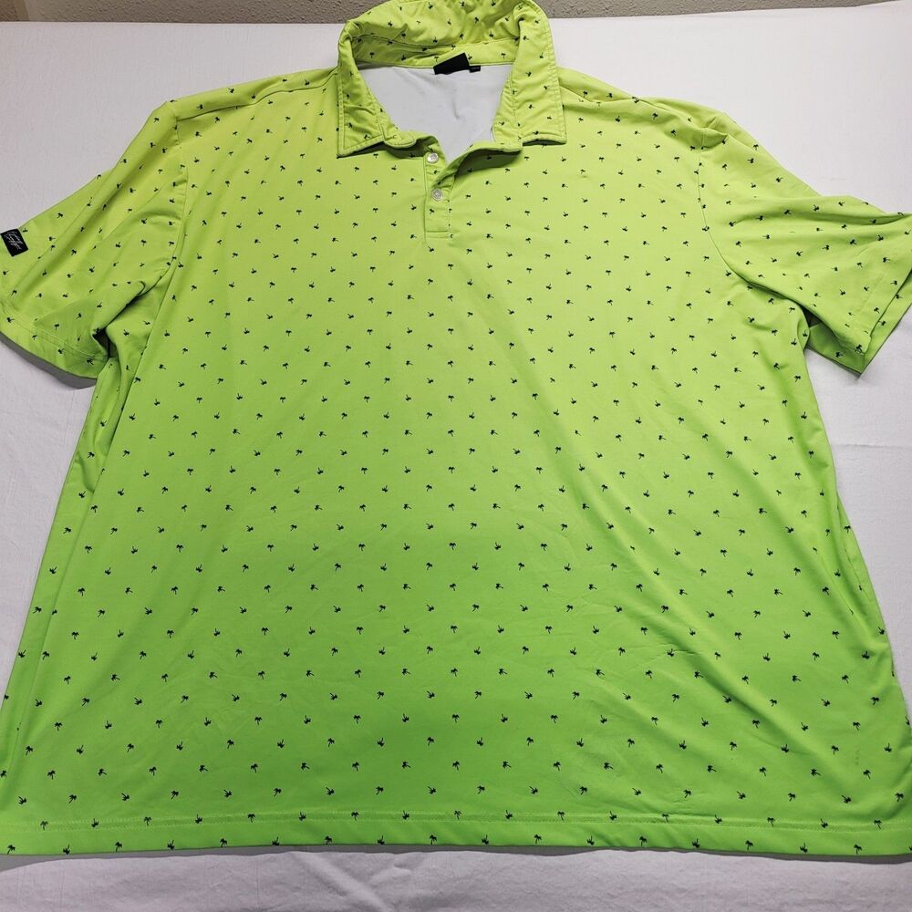 Mens Sunday Swagger Performance Golf Polo Shirt 4XL High Viz Ombre Palm Tree